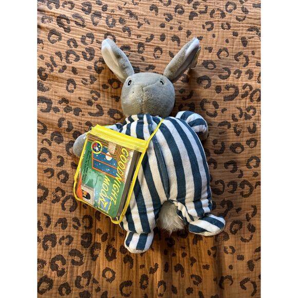 Zoobies Storytime Pal Soft Pillow Cozy Blanket Stuffie & Book Rabbit Striped - Picture 1 of 5
